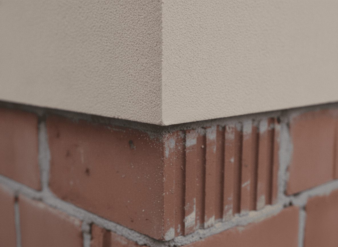 Frisch sanierte Fassadenkante im Detail